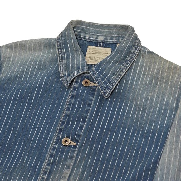 Full Count Indigo Wabash Stripe Chore Jacket - Picture 3 of 4